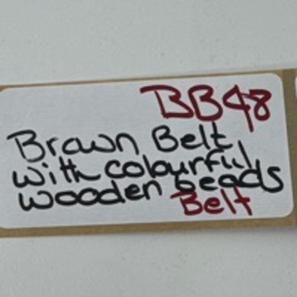 Women's Brown Leather Belt with Multi-Couloured Beads - Picture 7 of 7